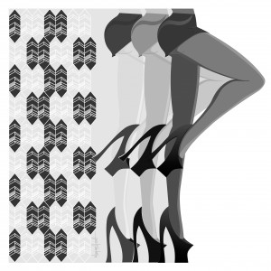 Black White Pattern Design and Three Girls